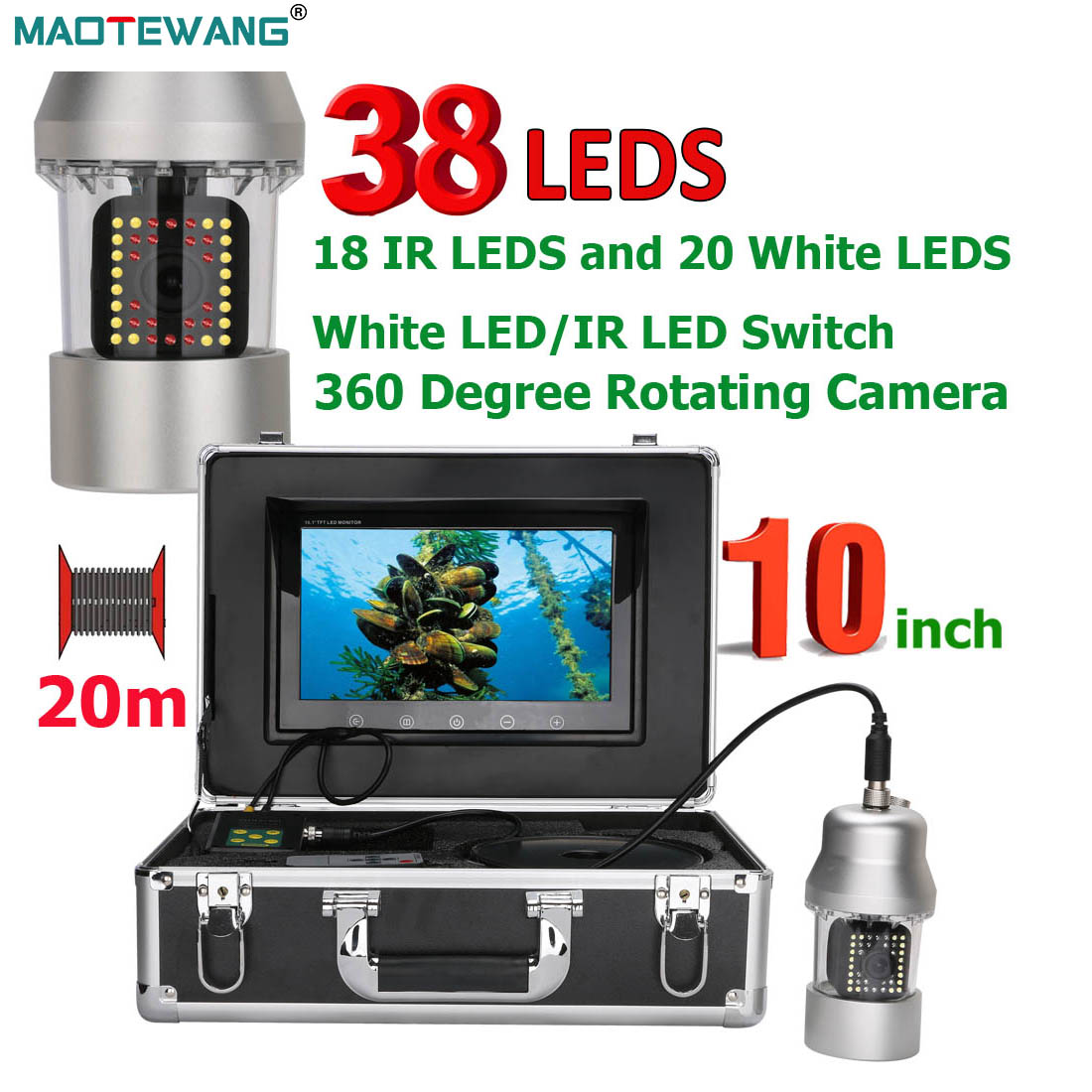 Fishing Depth Finder - Maotewang Onderwater Vissen Videocamera 10 Inch